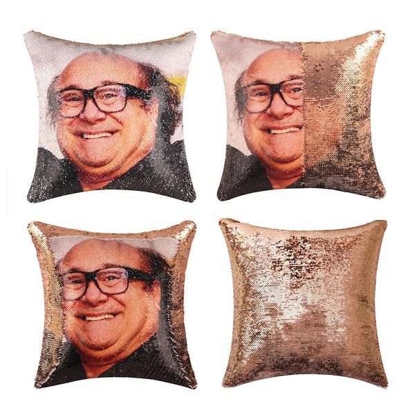 Funny Sequin Throw Pillow Cover Danny DeVito Magic Reversible Mermaid