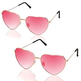 PMELCXD Herzbrille Sonnenbrille Damen Herren Retro Stil Hippie Accessoire 3 Stück Herzform Gläser 58mm Rosa Verlauf,für Kinder Herren Damen 60er 70er 80er 90er Party Hippie Chic, Kleid Accessoires