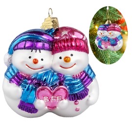 Snowman Christmas Tree Ornaments,Hand-Blown Glass Ornaments for Tree, Friendship Snowman Collection Hanging Ornaments, Christmas Decorations for Holiday Birthday Party Daily Home Gifts