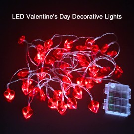 LEBERY Valentines Day Decorations String Lights - 14.5ft 40LED Heart Shape Fairy String Lights, 8 Modes Battery Operated Romantic Heart Lights for Valentines Day Decor for Indoor Outdoor Home Wedding