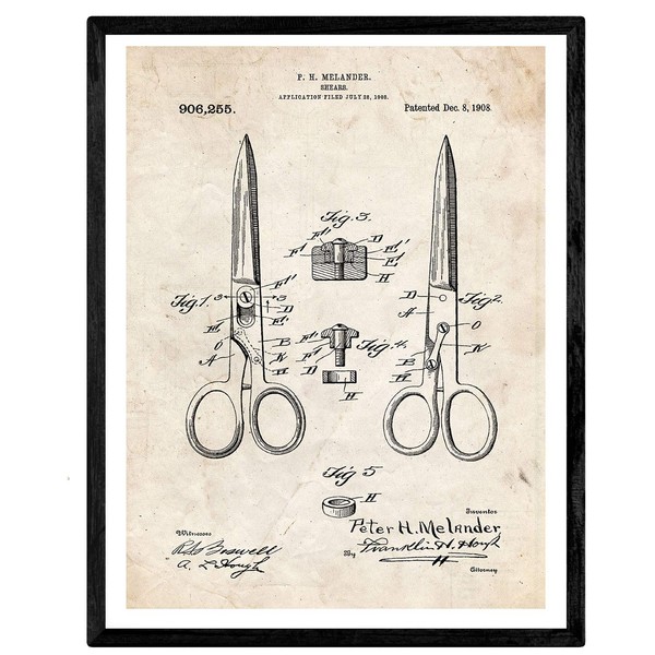 Nacnic Poster Patent hairdressing scissors. Sheet for framing. Size (A3)