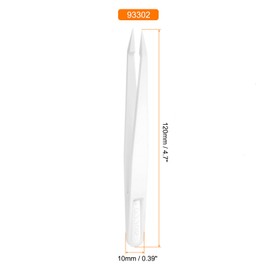 sourcing map 40Pcs 93302 Precision Plastic Tweezers Kit 121mm Anti-Static Pointed Head Craft Tweezers Set White for Electronics Jewelry Making Laboratory Work DIY Repair Tool