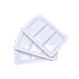 Lullaby 3 Sectional Plastic Serving Tray 14.2" x 9", 3 Pack White Serving Platters for Cheese Cracker Food, Durable and Reusable