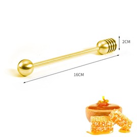 Stainless Steel Honey Dipper Stirring Stick Honey & Beverage Stick Approx 16cm Gold/Silver for Home & Commercial Use (Gold)
