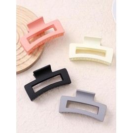 Simple Frosted Hollow out Non-slip Plain Large Hair Claws As Gift, Minimalist Matching Hair Claws Clip, Daily Makeup Face Wash Hair Accessories for Women Girls Fall:_Multicolor10_one-size
