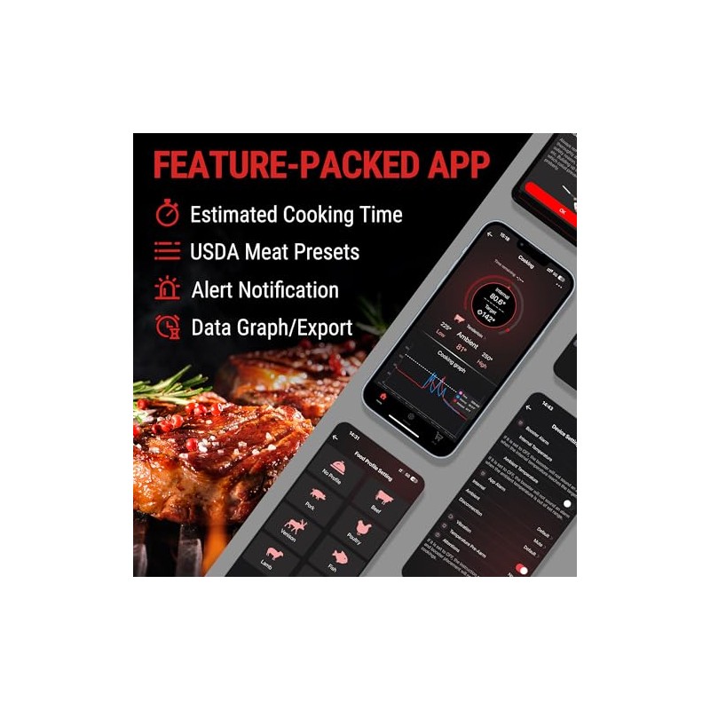 Termóde de carne verdaderamente inalámbrico, termóde de carne Bluetooth para