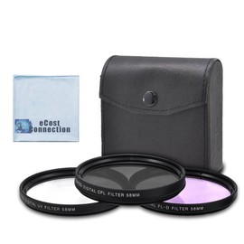58mm High Resolution Pro Series Multi Coated HD 3 Pc. Digital Filter Set for Cameras Camcorders & SLR Lens + Microfiber Lens Cloth