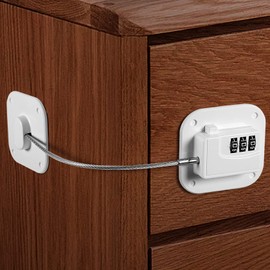 Yosemy Child Safety Cabinet Lock Fridge Lock with Digital Password No Drilling 1 Piece Fridge Lock for Drawers Cupboards Fridge Drawer (White)