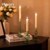 Hewory Glass Candlestick Holders Set: 3PCS Green Candle Holder Taper
