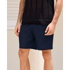 Kallspin Men's Cotton Linen Casual Shorts Button Elastic Waist Shorts