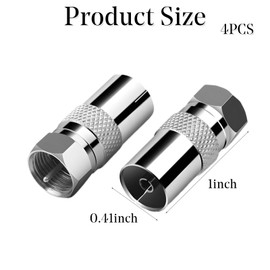 RLMVGBX TV Aerial Connector F Male to TV Female TV Aerial Socket Coax Adapter for Aerial Cables Satellite Cables 9.5TV Female to F Type Connector 4Pcs