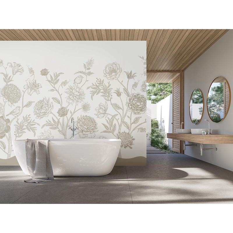 Jacobean Rose Trail Neutral Wall Mural, MUR353M