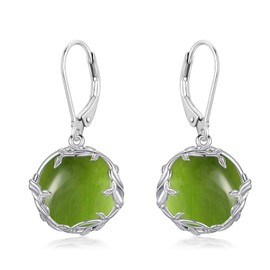 HPQQ Peridot Earrings Filigree Bohemian Drop Dangle Earring Sterling Silver Round Leverback Earrings Peridot Jewelry Gifts for Women