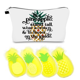 DINGCAIDC Pineapple Makeup Bag, Travel Bag, Lucky Pineapple Zipper Bag, Birthday And Christmas Decorations, Special Gifts For Ivf (white)