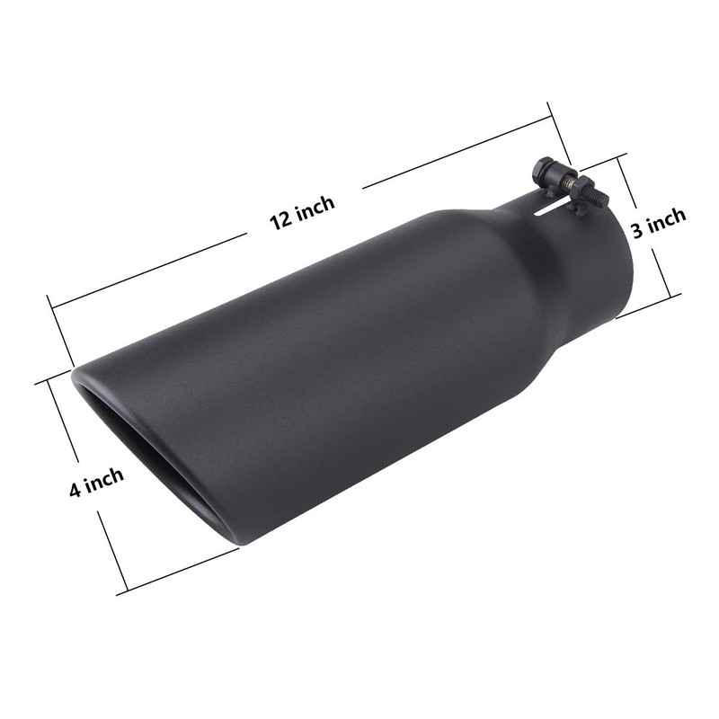 LCGP 3" Inlet Black Exhaust Tip,3" x 4" x 12"