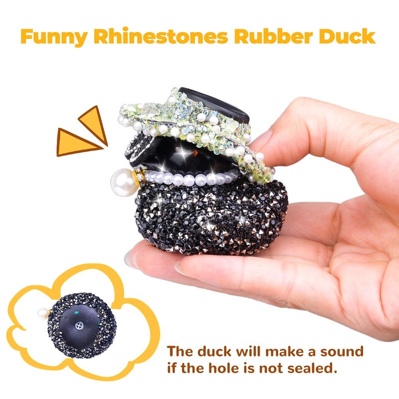 MuMyer Pink and Rose Sparkly Rhinestone Rubber Duck Car Ornaments