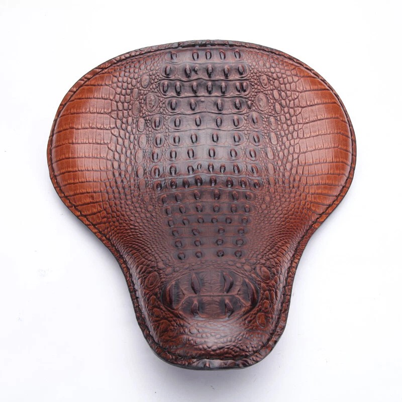 KEEPDSGN Retro Alligator Motorcycle Leather Solo Driver Seat for Harley