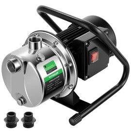 VIVOSUN 1.6HP Shallow Well Pump, 1320GPH Portable Garden Pump with Two Adapters, Stainless Steel Sprinkler Pump for Lawn Sprinkling, Garden Watering, Farm Irrigation and Clear Water Transfer