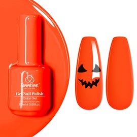 Beetles Neon Orange Gel Polish - Neon Sunset Halloween Gel Nail Polish, Bright Orange Vibrant Color Soak Off UV High Glossy Nail DIY Drawing at Salon Home Nail Art 15ml