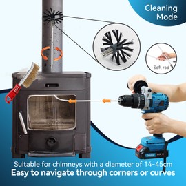 JOVANT 3-26 Foot Chimney Sweep kit and 1/2 Inch Brushless Impact Hammer Drill, Cordless Electric Drill, Duct Cleaning Equipment Combo Kit with 10 Nylon Flexible Rods