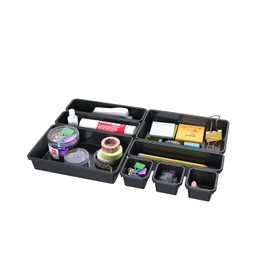 LEMESO Organizador de Plástico para Cajones, 8 Bandejas de Almacenaje en 3 Tamaños, Separadores de Cajones para Oficina, Cocina, Baño (Negro)