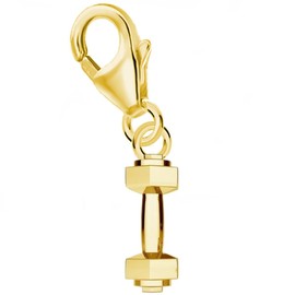Goldene Hufeisen Dumbbell Charm Pendant for Charm Bracelet 925 Sterling Silver Gold-Plated, Sterling Silver Silver Sterling Silver Gold-plated Silver, No Gemstone