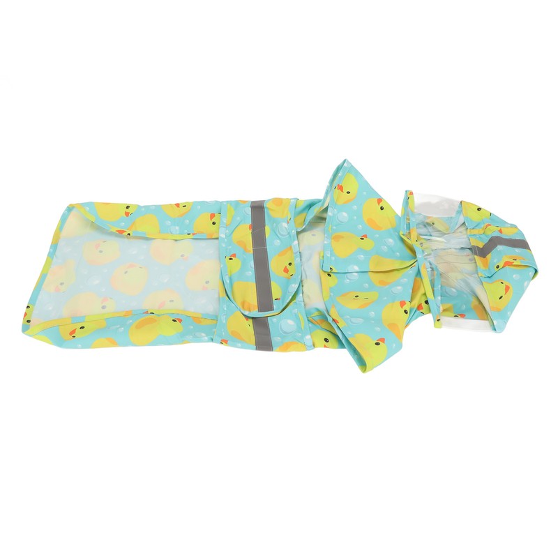 Pet Rain Jacket Duckling Pattern Waterproof Reflective Adjustable 4 Legs