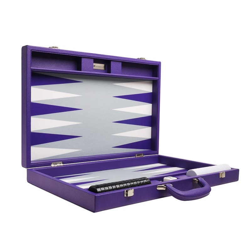 19-inch Premium Backgammon Set - Large Size - Purple Board