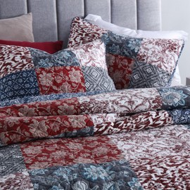 Secgo Twin Size Quilt Size - 100% Cotton Comforter Set Bedding Sets (68 * 86 Inch) with 2 Pillow Shams, Patchwork Reversible Lightweight Bedspread