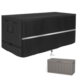 Deck Box Cover Heavy Duty Waterproof Deck Box with Handle, Outdoor Large Storage Box Cover Patio Rectangular Bench Cover (48 x 22 x 25inch)