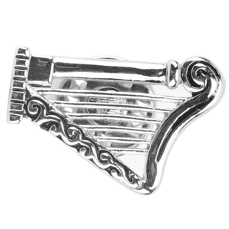 Harp Brooch Stylish Innovative Silver Glossy Finish Musical Instrument Brooch