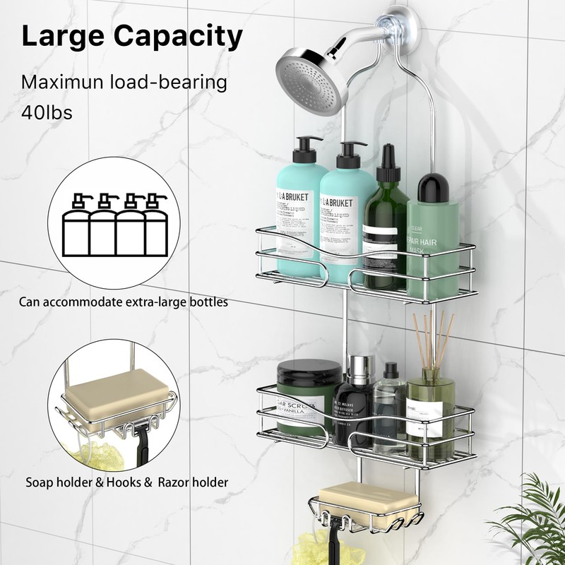 DAOYA Shower Caddy - Shower Organizer with 6 Hooks for