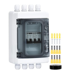 DIHOOL DC Circuit Breaker Box Cover with UV-Proof, 20 Amp Electrical Power Distribution Box 1 in 1 Out, PV Solar Disconnect Switch