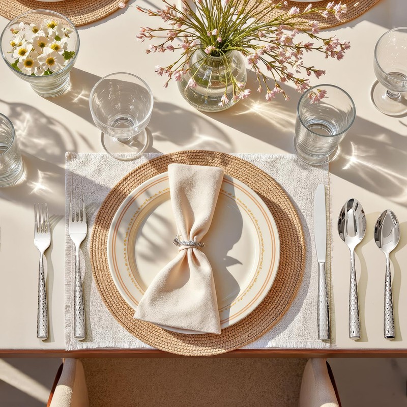 Kingstone Hammered Silverware Set, 20-Piece Flatware Set for 4, 18/10
