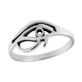 AeraVida Mystical Eye of Ra Protective Symbol Band Ring | .925 Sterling Silver Ancient Egyptian Jewelry | Size 7 Intricate Eye of Ra Design Silver Ring for Men and Women