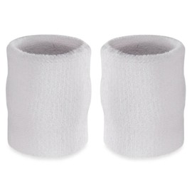 Suddora 4 Inch Arm Sweatbands - Thick Cotton Armbands for Gymnastics, Basketball, Tennis, Football (White)