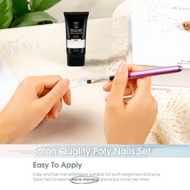 Opal White Poly Extension Gel, ROSALIND White Poly Nail Gel for Nail Art Decoration, Nail Thickening Extension Easy to DIY at Home Need UV Lamp