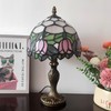 XPHMXP Tiffany Lamp 3-Way Dimmable Table Lamp Pink Tulip Stained