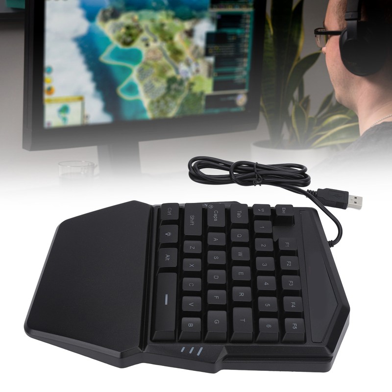 One Handed Gaming Keyboard USB Wired RGB Backlit 35 Keys