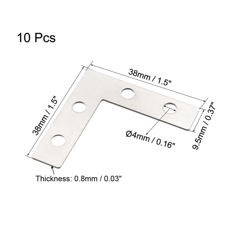 sourcing map Flat Angle Bracket Plate L Shape Repair Joining
