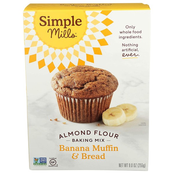 Simple Mills Almond Flour Baking Mix, Gluten Free Banana Bread Mix, Muffin Pan Ready, Made with whole foods, (Packaging May Vary), 9 Ounce