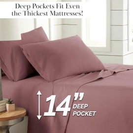 Southshore Fine Living, Inc. 3-Piece Twin Bed Sheets Set, Standard Pillow Case, 14" Deep Pocket Fitted Sheet, Flat Sheet, Rose Pink Bedding Set, Pink Pillow Cover, Microfiber Bedding, Rose Sheets