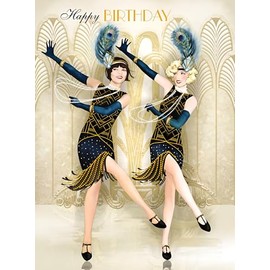 Female Birthday Card for Her - General Card for Women - Special Finishes - Art Deco Design - Stylish Vintage Flapper Girls - Made in the UK - Eco-Friendly