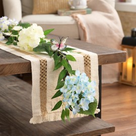 Valery Madelyn Valery Madelyn 6FT Spring Hydrangeas Garland with Lights for Mantle, Blue White Artificial Summer Flower Garland Decoration with Eucalyptus Leaves for Home Wedding Table Decor, Unique Gifts for Mom