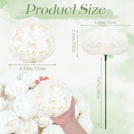 Suncalla Artificial Peony Rose Flowers Heads 4.7 Inches Silk Fake Peony Head Flowers for Wedding Bridal Bouquet Home Floral DIY Centerpieces Tables Party Decorations(White,50 Pcs)