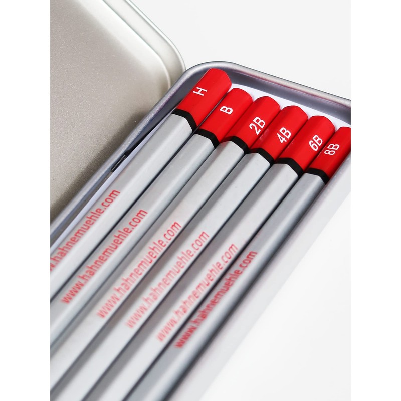 Hahnemühle Pencil Box 6 Assorted Hardness Pencils Metal Box