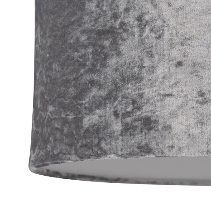 firstchoicelighting Set of 2 Grey Crushed Velvet Table Lamp Shades,