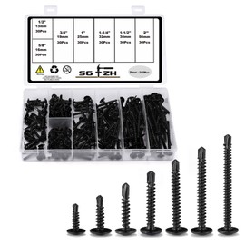 #8 Screws Assortment Set 210Pcs Sheet Metal Screws 410 Stainless Steel Truss Head Fast Self Tapping Screws Black Oxide by SG TZH