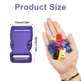 Pack of 50 plastic buckles, 10 mm, colour buckle click closure, side release buckle for rope, backpack straps, dog collars, umbrella rope bracelets, replacement buckle, multicoloured