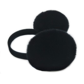 Hima 100% Real Rex Rabbit Fur Earmuff Made In The US (Black)